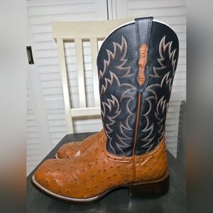 Cody James Full Quill Cognac Ostrich Exotic Western Boots Square Toe Men Sz 12 D